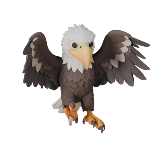 Modelo 3D de Águila Calva Caricaturizada - Asset Estilizado para Animación