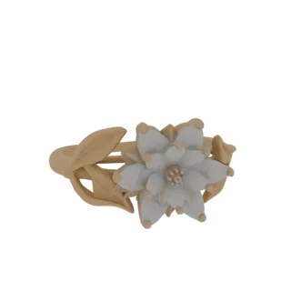 Golden Floral Ring with White Petals