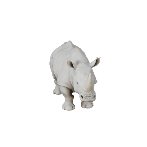 Modelo STL Rinoceronte Branco High Poly, visualização isométrica, figura animal pronta para impressão com quebra de superfíci