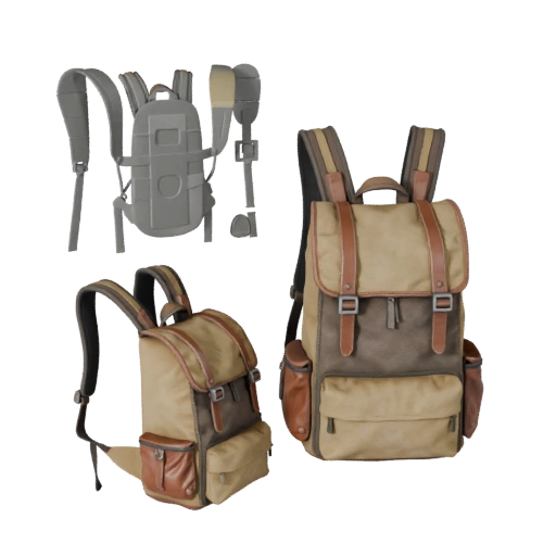 Mochila de Viaje Activo 3D en Tiempo Real para Motores de Juego