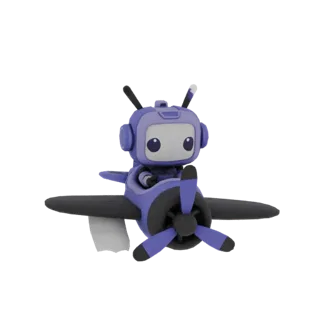 Robot Pilote Violet dans un Biplan Modèle 3D