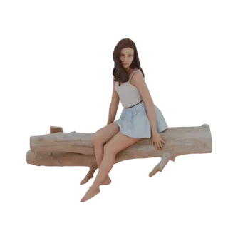 Woman Sitting on a Log