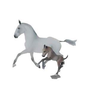 Galloping Horse and Foal 3D Model