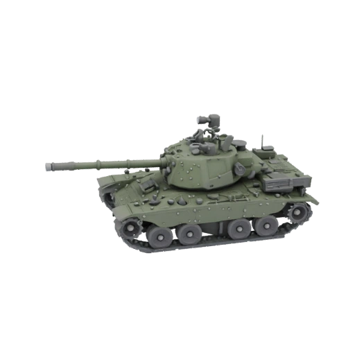 Tanque verde con cañón y torreta, modelo para impresión 3D