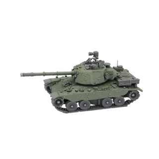 Green Tank with Cannon and Turret, 3D Print Model