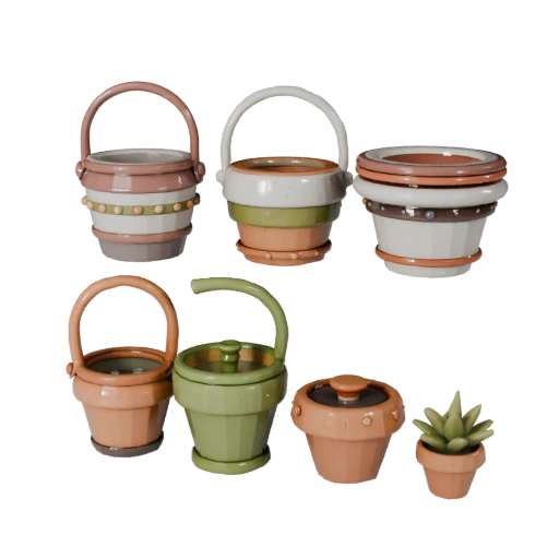 Gemütlicher Pflanztopf 3D Hero Render Asset für Studioeinsatz