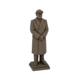 Man in Trench Coat and Cap Statue