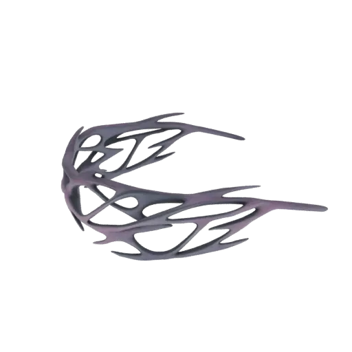 3D model of an abstract, organic-shaped headband with flowing, interconnected tendrils and intricate negative space.