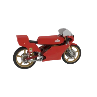 Vintage Red Racing Motorcycle 3D Model
