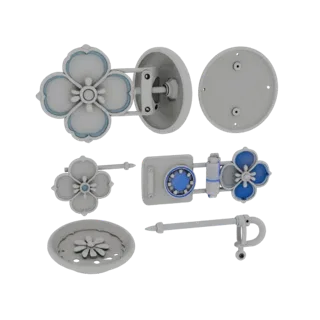 Floral Lapel Pin 3D Render Asset for Catalog Pages