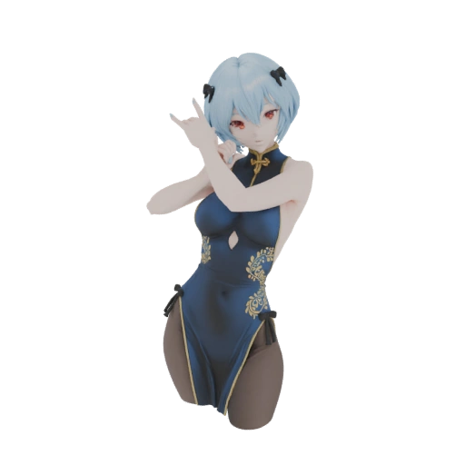 Rei Ayanami Chinese Dress 3D Model
