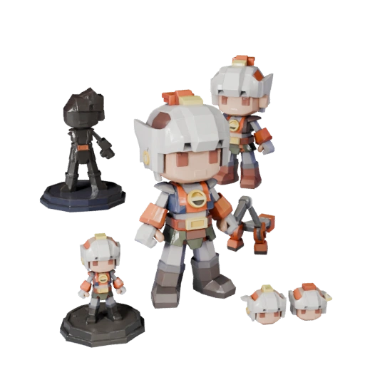 Figurina Mascotte Low Poly | Pacchetto Motore di Gioco PBR in Tempo Reale