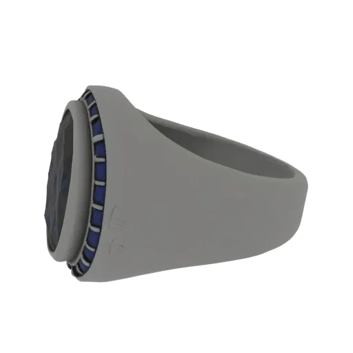 Modelo 3D de Anillo de Cóctel Signet con Diamante, render de exhibición coleccionable isométrico, engaste de diamante.