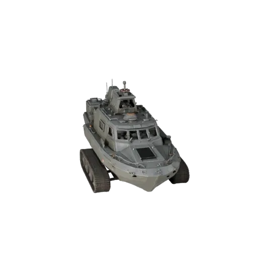 Modelo 3D de lancha de patrulha de alta poligonagem, vista de estúdio em close-up, ativo de veículo de alta poligonagem com m