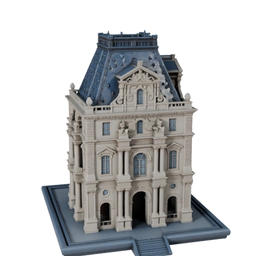 Hohe Poly Louvre Pyramide 3D Modell für Archviz für Architektur