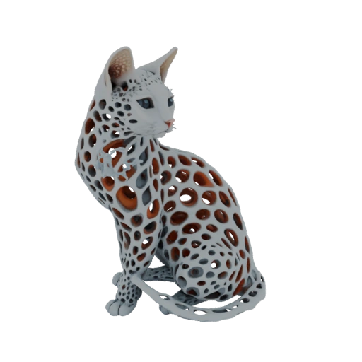Hollowed Cat Sculpture with Spotted Pattern