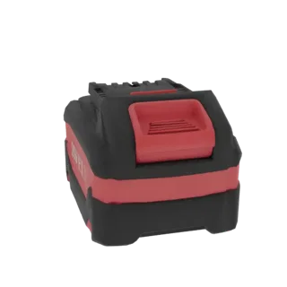 Modelo 3D de batería herramienta eléctrica 20V negra y roja con pestillo rojo.