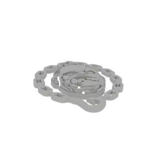 3D model of a pendant featuring a detailed, grinning troll face surrounded by a chunky chain, rendered in a light gray materi