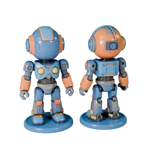 Prévia do modelo 3D imprimível STL de Figura de Vinil Robô mostrando pose, ângulo de exibição de três quartos