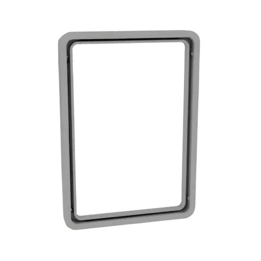 3D model of a rectangular frame with thin 1mm walls, front view