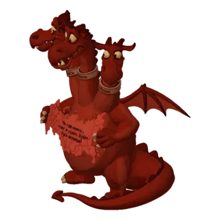 Three-Headed Red Dragon with Russian Map and Cyrillic Inscriptions