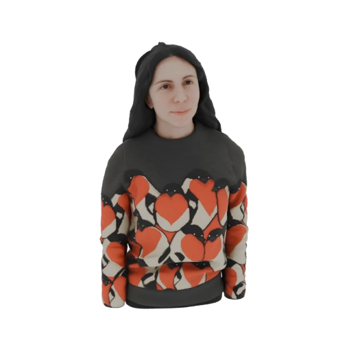 Woman with Bird Pattern Sweater
