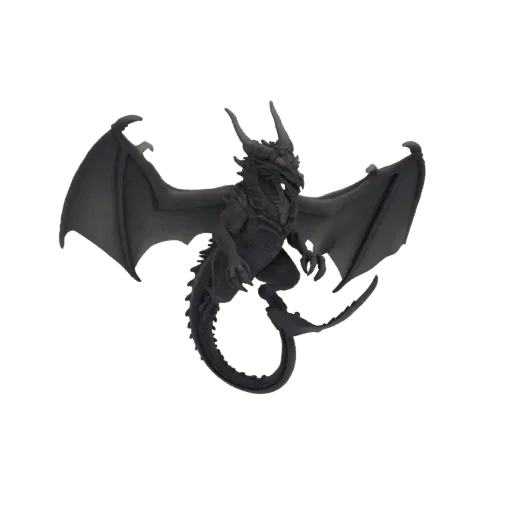 Miniatura STL Dragón Antiguo Jefe de Fantasía Oscura Golpe Cenital, render de tres cuartos en mesa, miniatura de jefe imprimi