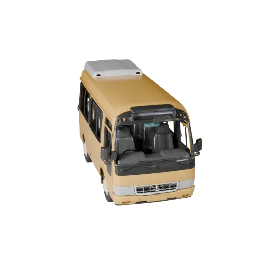Modelo 3D de Minibus de Alta Poligonagem, vista de estúdio em close-up, ativo de veículo de alta poligonagem com massa de veí