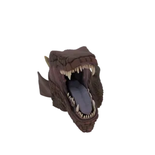 Brown Dragon Head with Open Mouth and Sharp Teeth