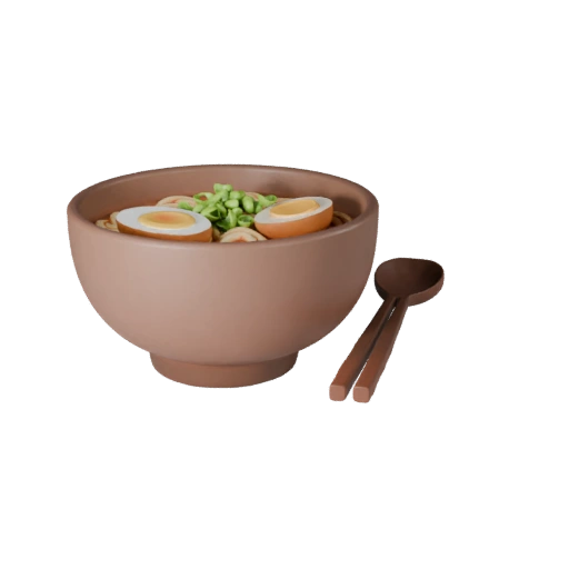 Modello 3D AR Ciotola di Ramen per Utilizzo su Browser WebGL
