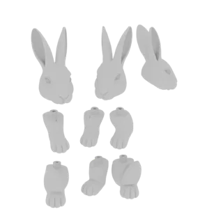 Assembled Rabbit Parts 3D Model