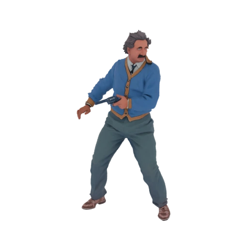 Albert Einstein with Revolver 3D Model
