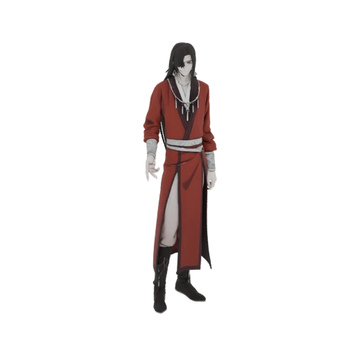 Guerrier Anime Homme en Robe Rouge Modèle 3D
