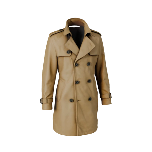 Asset 3D de Trench Coat Pronto para Web em Navegadores Online