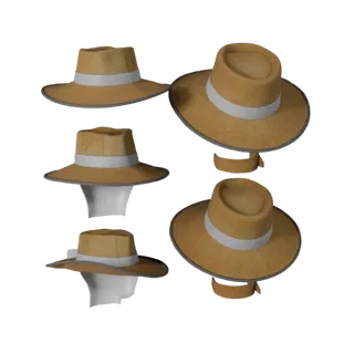 AR Ready Wide Brim Hat 3D Web Asset for Online Use