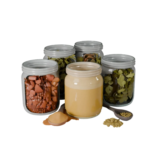 Свежие специи и травы в банках 3D кинематографический ассет для студии