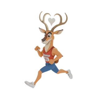 Running Deer Mascot 3D Model with Heart Antlers