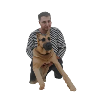 German Shepherd Dog with Owner 3D Model