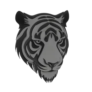Stylized Tiger Head Emblem 3D Model