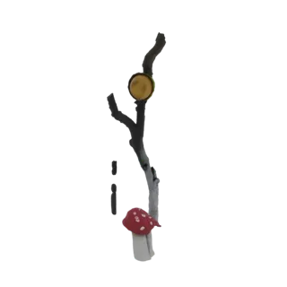 Enchanted Forest Branch with Mushroom and Acorn