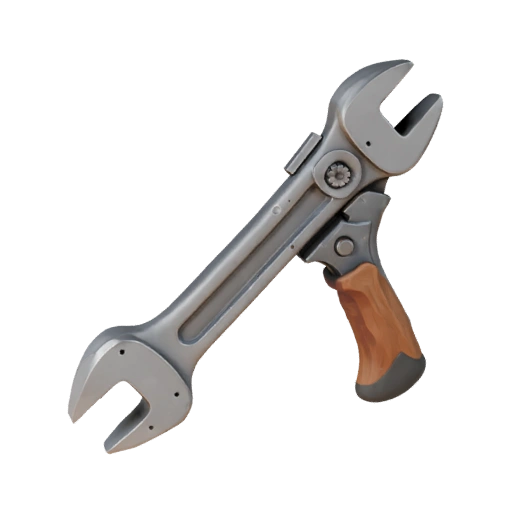 Stilisierter abgenutzter Schraubenschlüssel 3D-Asset für Indie-Level