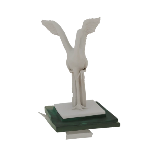 Escultura Elegante de Cisne com Base de Vidro Verde