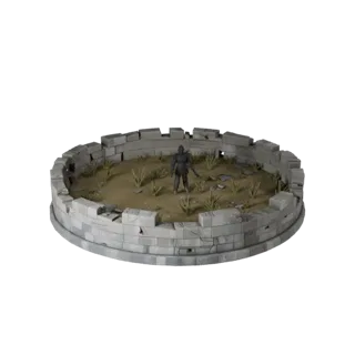 Low Poly Ruined Round Base | Game Engine PBR Asset Pack