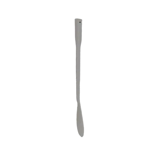 A minimalist light gray metal shelf bracket with a simple, geometric design, shown against a black background.