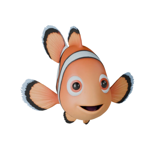 Modello 3D Pesce Pagliaccio Cartone Animato - Asset Stilizzato per Animazione | PBR