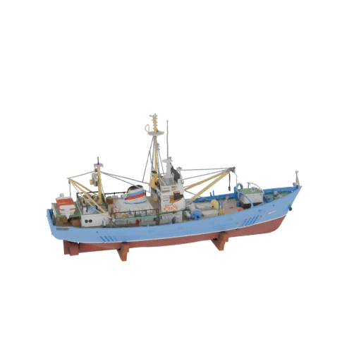 Light Blue Fishing Trawler 3D Model