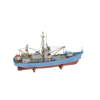 Light Blue Fishing Trawler 3D Model