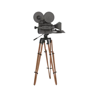 Vintage Film Camera on Tripod 3D Model
