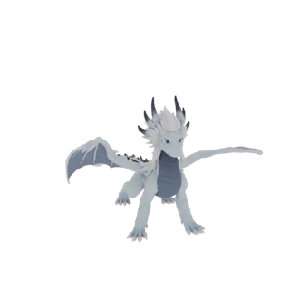 Chibi Ice Dragon with Flowing White Mane