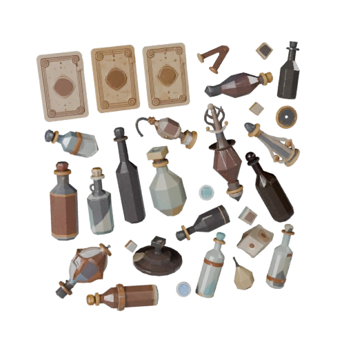 Grupo de Botellas de Fantasía 3D en Tiempo Real para Motores